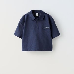 ZARA KIDS EMBROIDERED TEXT POLO SHIRT